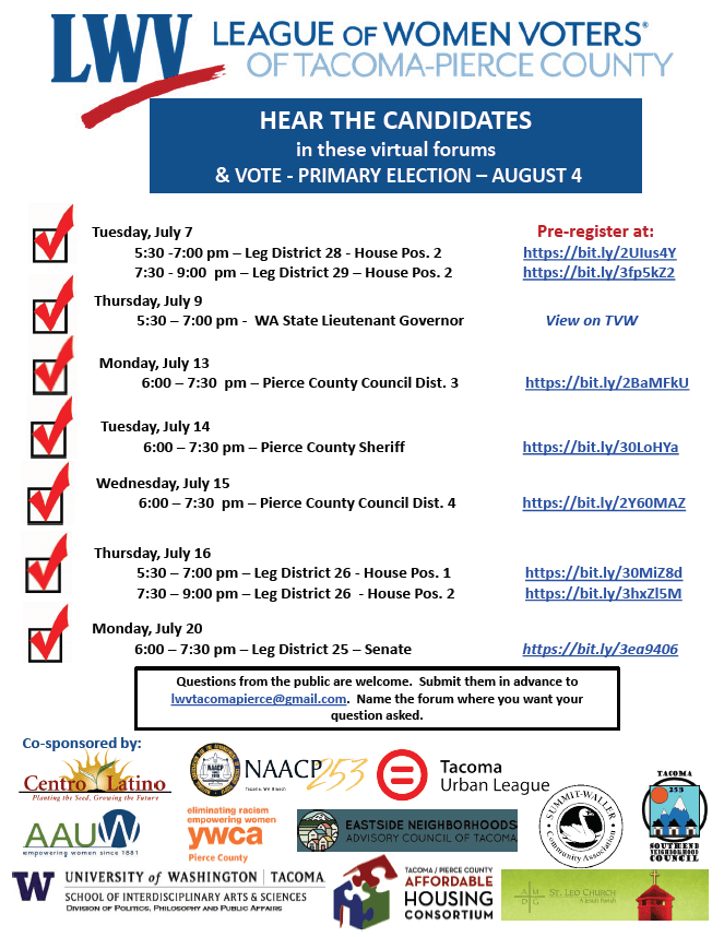 Upcoming Primary Candidate&nbsp;Forums