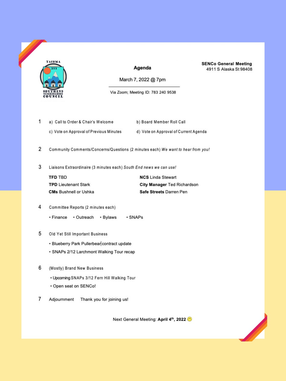 SENCo Gen Mtg Mar 7 @&nbsp;7pm