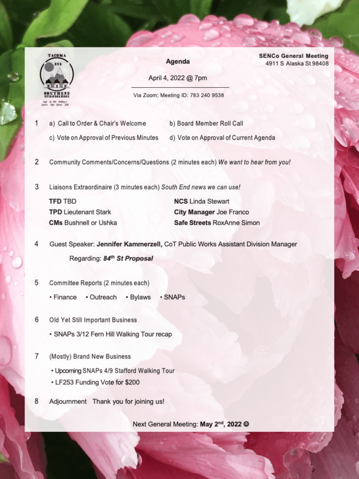 SENCo Gen Mtg: Mon Apr 4 @&nbsp;7pm