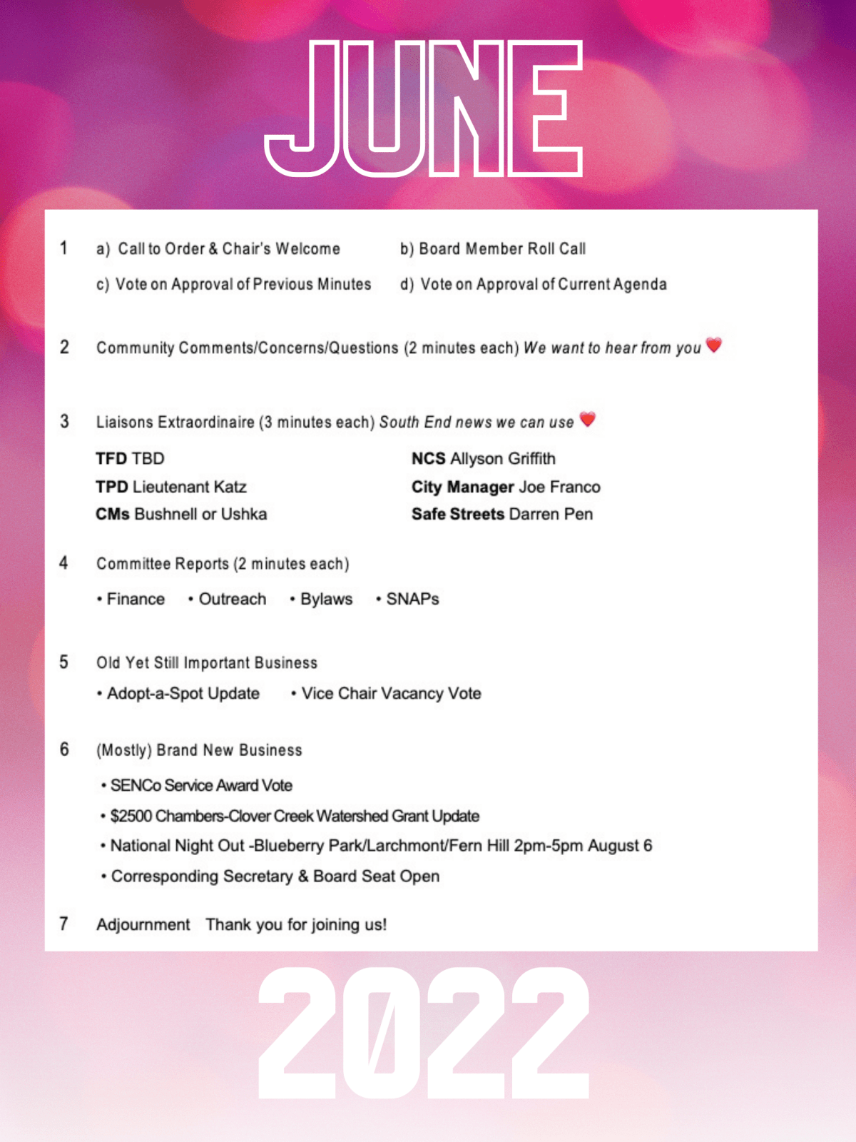 SENCo Gen Mtg: Mon Jun 6 @&nbsp;7pm