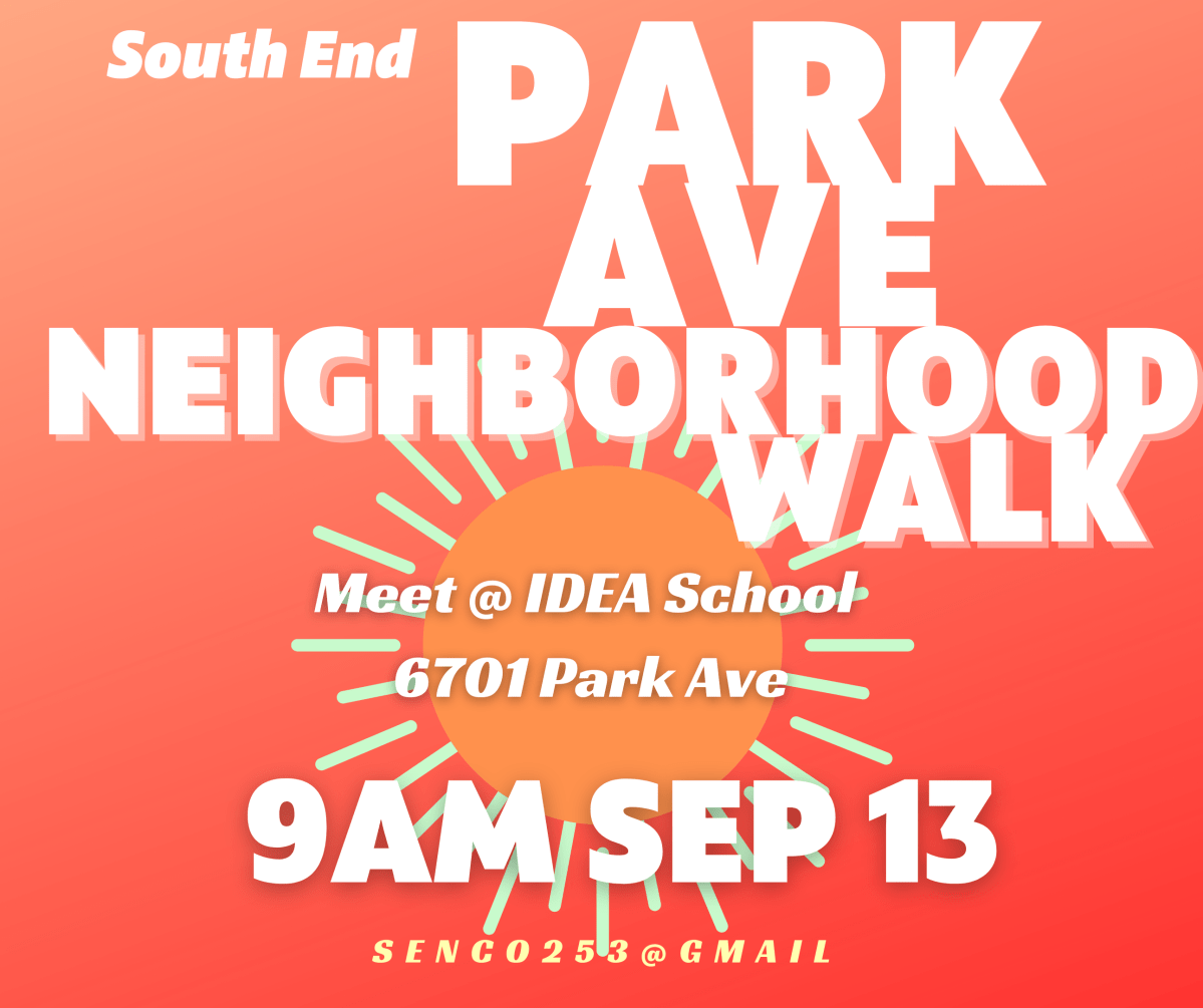 9/13 PARK AVENUE South End Neighborhood Walk #11 at&nbsp;9am